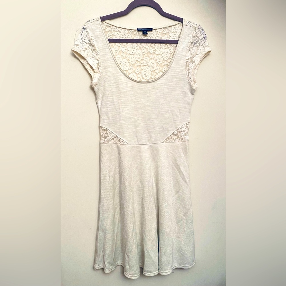American Eagle White Dress With Lace